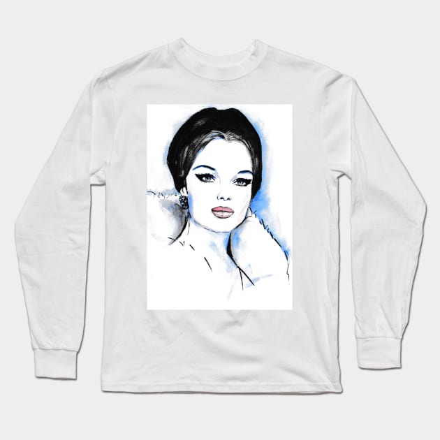 Romy Schneider Long Sleeve T-Shirt by Svetlana Pelin